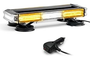 Xprite 14 inch 120 LED Rooftop Emergency Strobe Light Bar Heavy-Duty Flashing Warning Lights w/Adjustable Mounting Brackets, 
