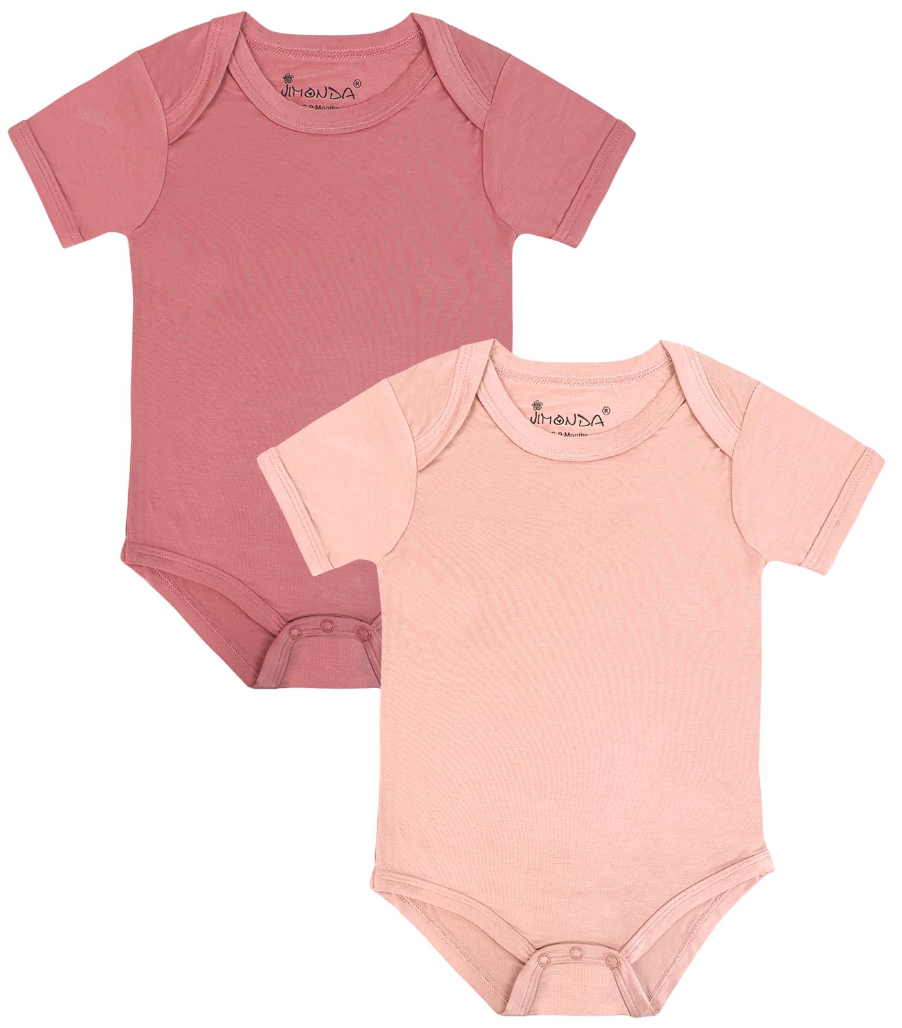 Photo 1 of Jimonda Baby Bodysuits Rayon from Bamboo Short Sleeve Baby Boys Girls Rompers Soft Outfits Newborn Clothes (Sakura pollen&Rosered,0-3 Months)