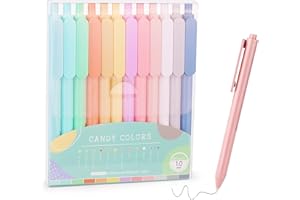 WY WENYUAN 12-Pcs Ballpoint Pens, Comfortable Writing, Pastel Retractable Pretty Journaling, Black Ink Medium Point 1.0 mm Gift, Cute Office Supplies for Women