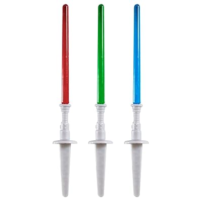 Star Wars Inspired Design Light Sabre Cupcake Decoration Toppers Sticks Picks Set for Children Birthday Party, Fan Shows, Movies, 4" inches Tall (12 Pack)