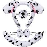 BAOPLAYKIDS 4 Pieces Dog Costume Set Dog Ears Headband Nose Tail and Bow Tie Cosplay Accessoies for Halloween Party