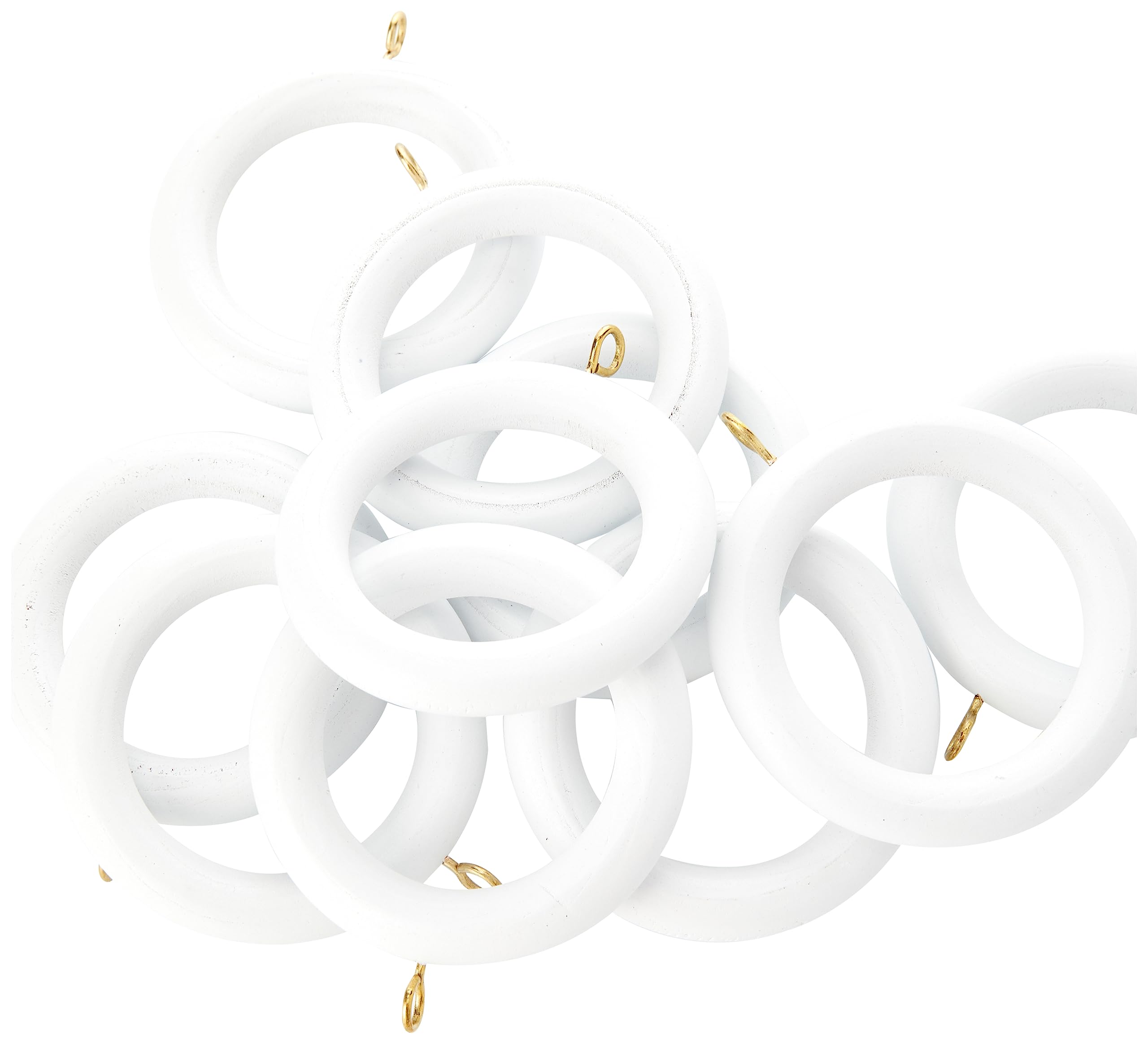 Merriway BH05957 (10 Pcs) Wooden Curtain Drapery Pole Rod Rings with Screw Eye, Inner Diameter 45 mm (1.3/4 Inch) Outer Diameter 64 mm (2.1/2 Inch), White - Pack of 10 Pieces