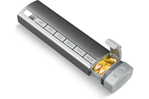 BETIFE Travel Pill Organizer Weekly, 1 Time a Day ，Upgrade Premium Aluminum Alloy Daily Pill Box 7 Day, Portable Metal Pill Case, Cute Pill Holder to Hold Vitamins, Medicines, Pills, Supplements (Grey)