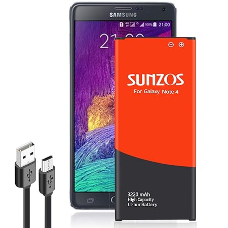 SUNZOS Akku kompatibel mit Samsung Galaxy Note 4 EB-BN910BBE SM-N910 / SM-N910F / SM-N910H / SM-N910C 3220mAh