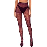 ShawGobow Patterned Tights For Women,Striped Pantyhose With Hearts,Fishnet Stockings Costume Party Festival