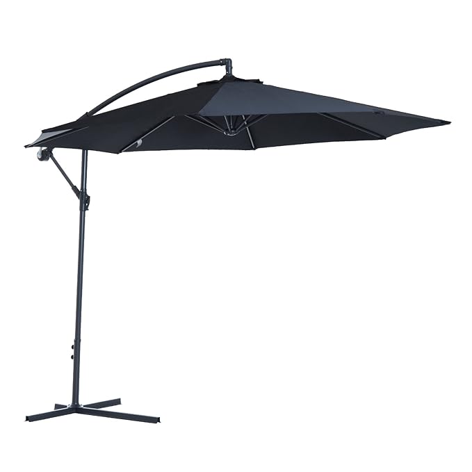 Outsunny 3 m Garden Parasol Sun Shade Patio Banana Hanging Umbrella