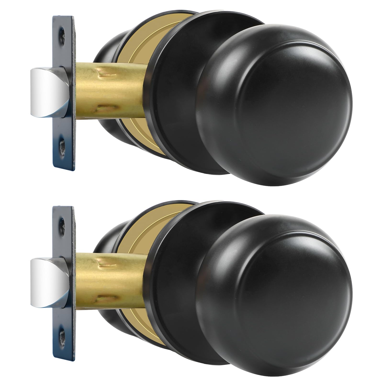 Photo 1 of RAZCC Passage Door Knobs, 2 Pack Matte Black Door Knobs, for Hallway & Closet Non-Locking Interior Round Door Handles Keyless Reversible for Left Right Handed Doors