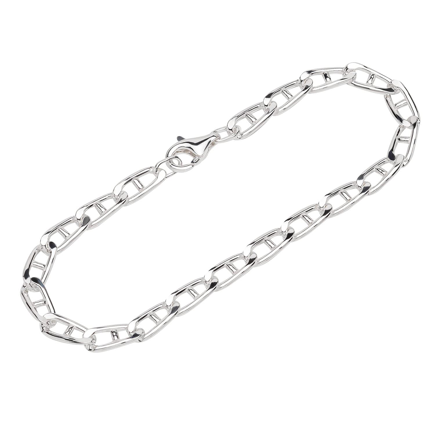 NKlaus bracelet 925 sterling silver 22cm bar long tank chain pressed men's bracelet 12192
