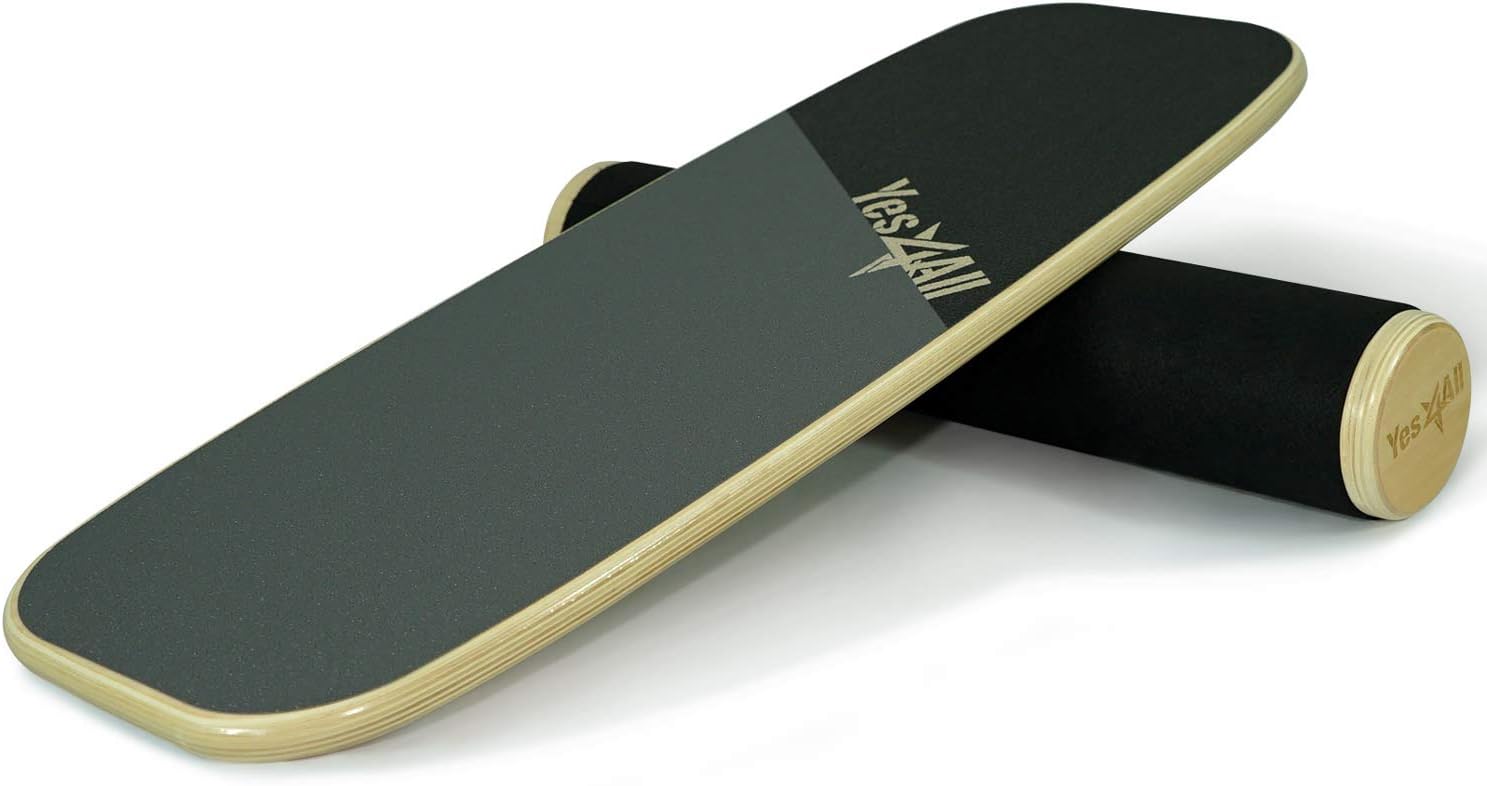 Yes4All Bongo Balance Board/Balance Board Trainer – 29” Long Wooden Bongo Board and 4” Diameter Roller, Yellow/Black : Sports & Outdoors