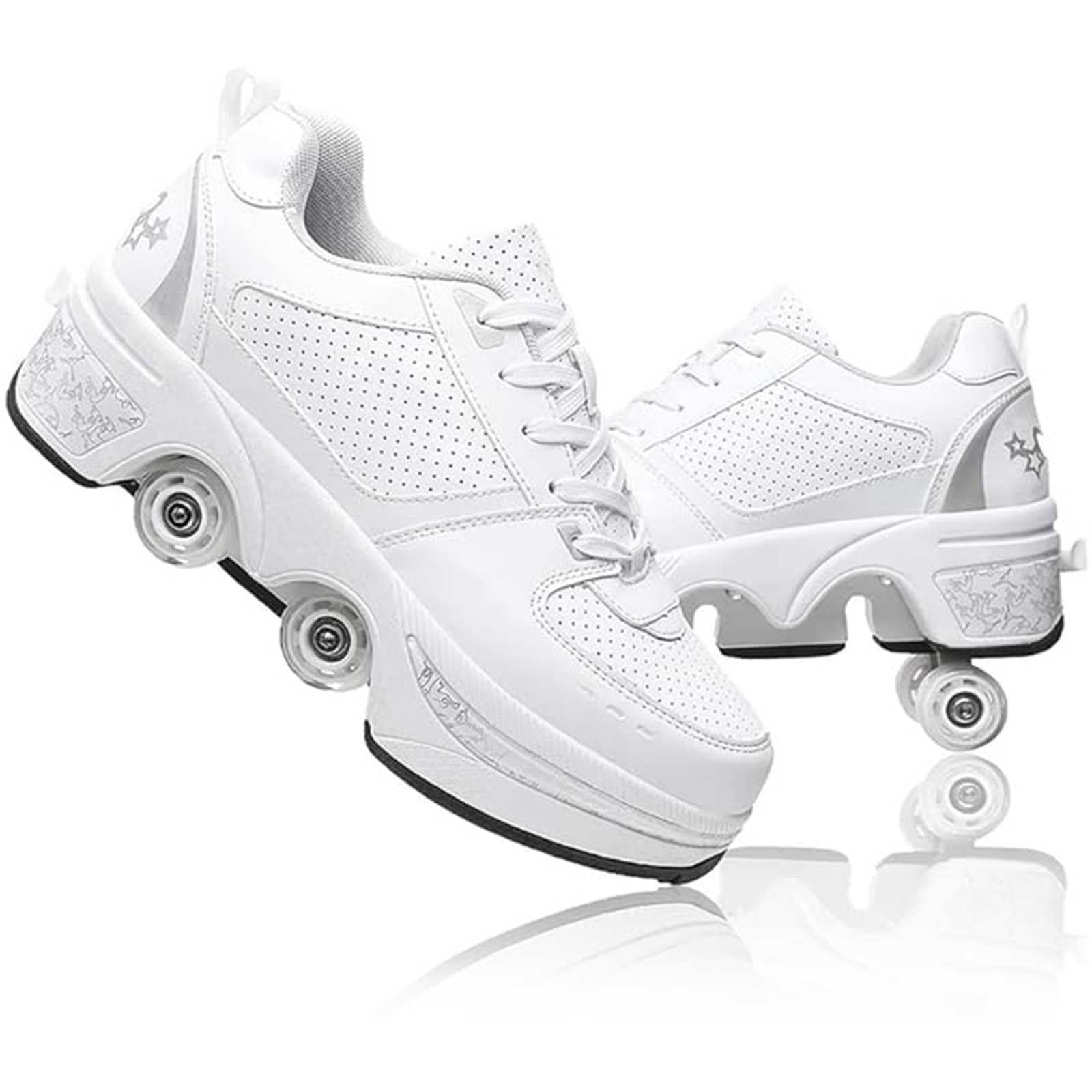 Shoes with wheels for girls, roller skates, skateboard shoes for girls and boys, roller shoes with hidden wheels, multifunctional 4-wheel shoes for men, women, and children