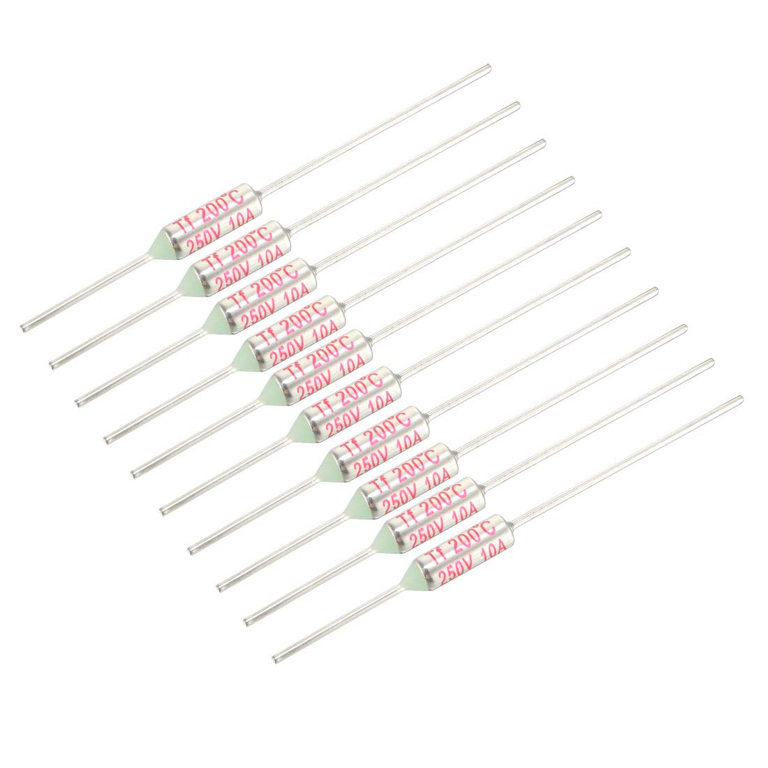 Sourcingmap 250V 10A 200℃ Celsius Circuit Cut Off Temperature Thermal Fuse 10 Pcs