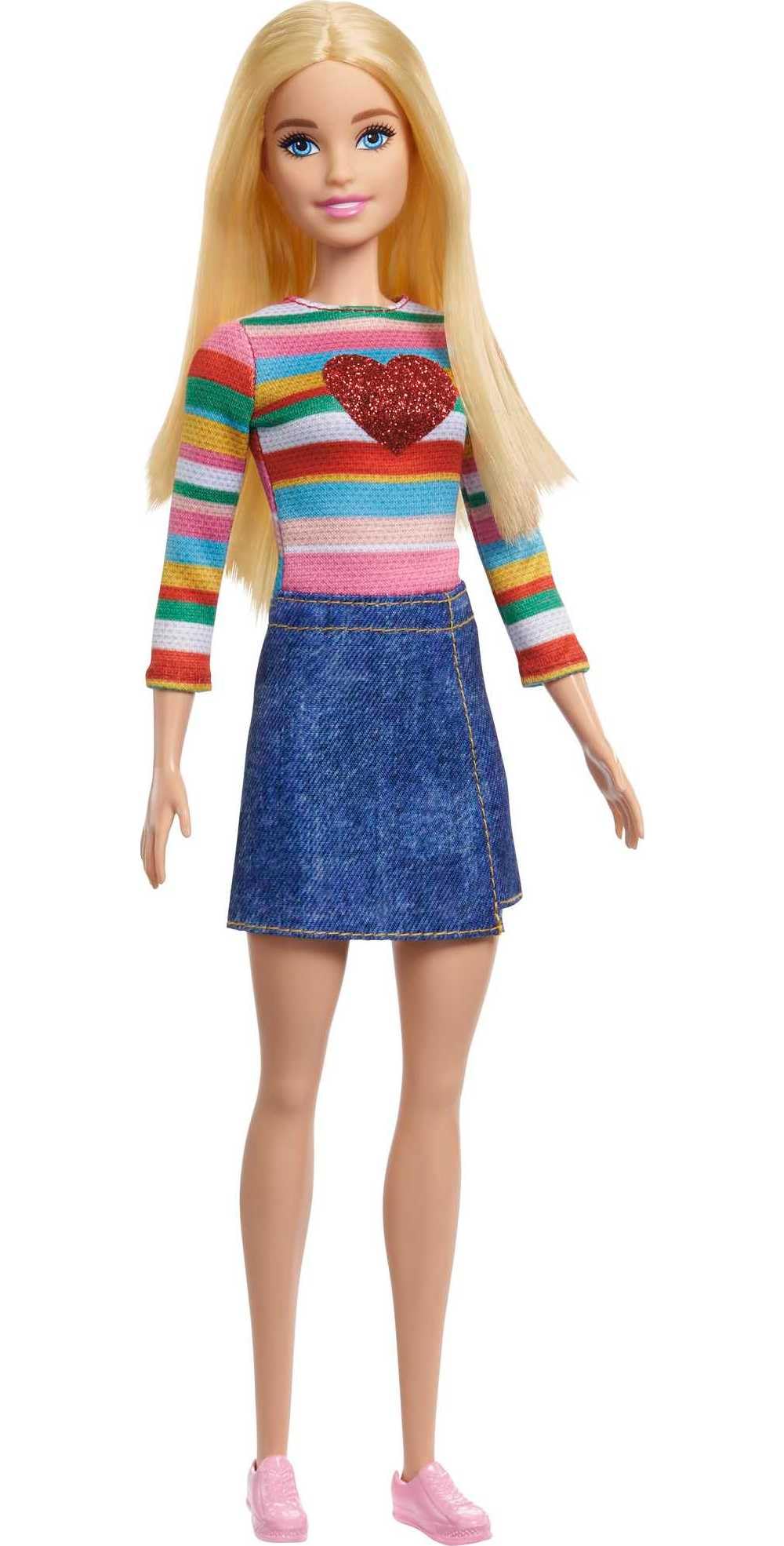 Barbie It Takes Two Barbie “Malibu” Roberts Doll (Blonde) Wearing Rainbow Shirt, Denim Skirt & Shoes, Gift for 3 to 7 Year Olds