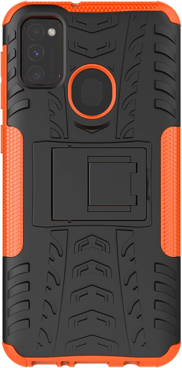 XINFENGDI Samsung Galaxy M30S Case,TPU+PU Shock-Absorbing Scratch-Resistant Back Cover with Air Cushion Technology,Anti-Slip Phone Cover for Samsung Galaxy M30S - Orange