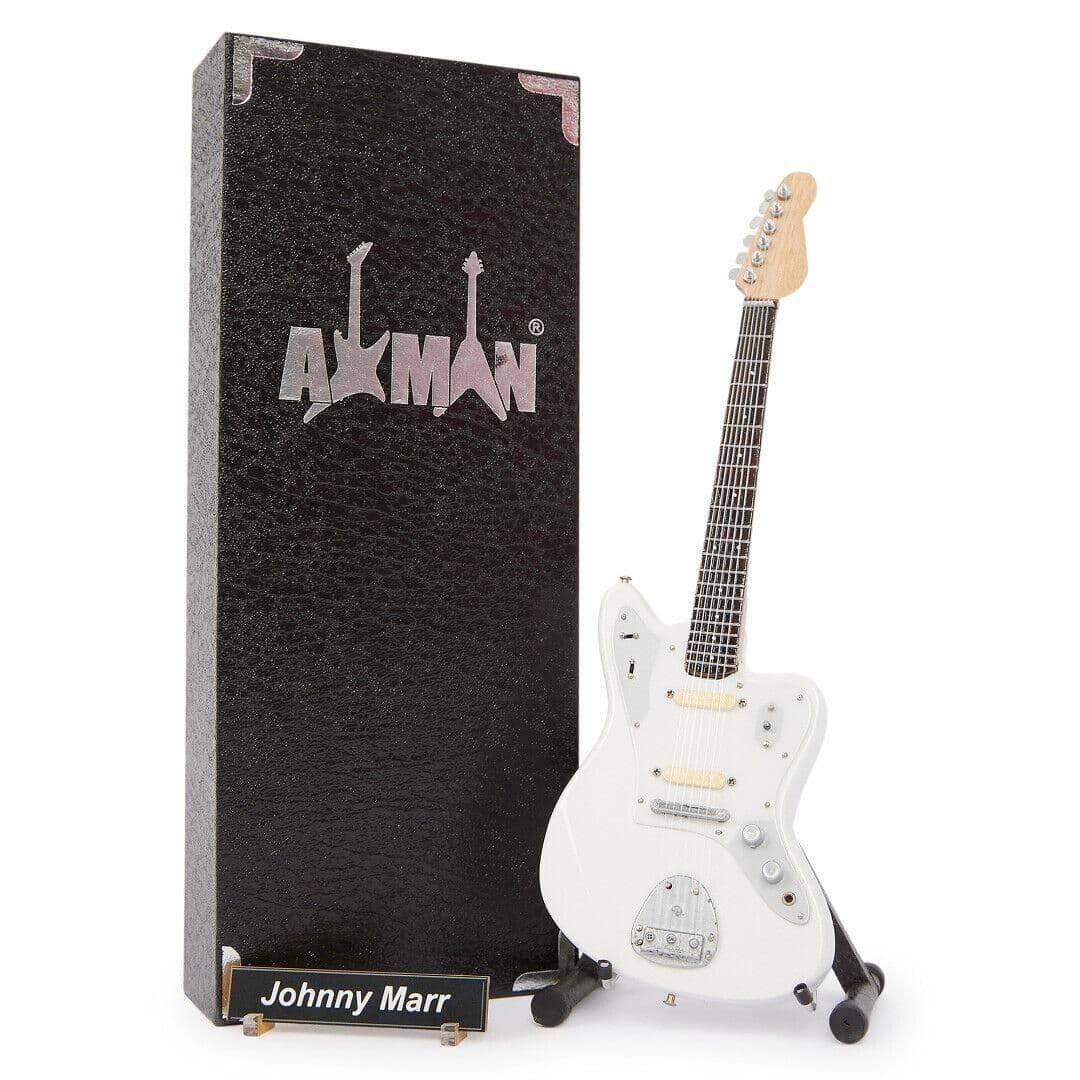 Axman Johnny Marr (The Smiths) - Miniature Guitar Replica - Music Gifts - Handmade Ornamental 1/4 Scale - Includes a Display Box, Name Tag and Miniature Guitar Stand