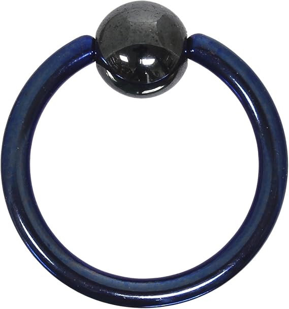 Ball Closure Ring 1.6 mm Titanium in Blue Piercing BCR Lip Piercing