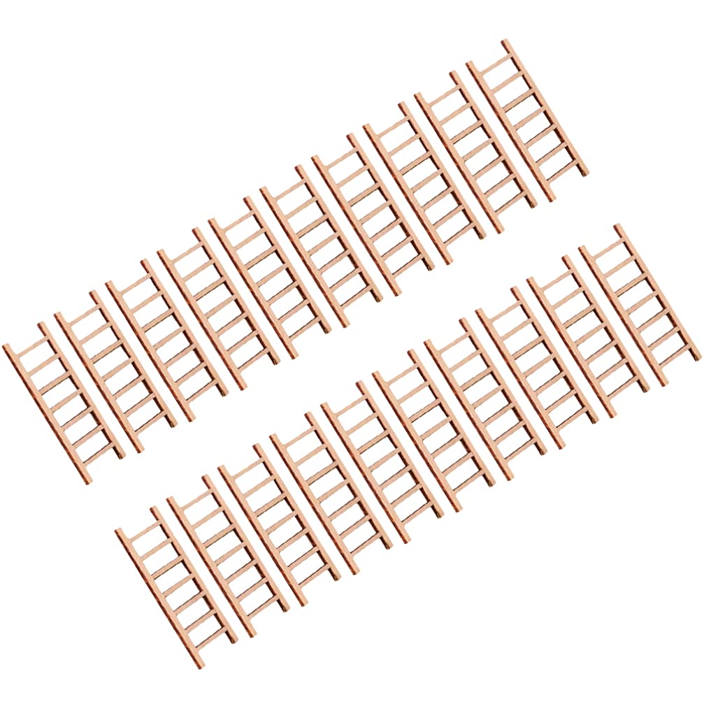 DOITOOL 20pcs Miniature Ladder Mini Wood Doll House Ladder Fairy Garden Accessories Micro Landscape Accessories for DIY Dollhouse Décor
