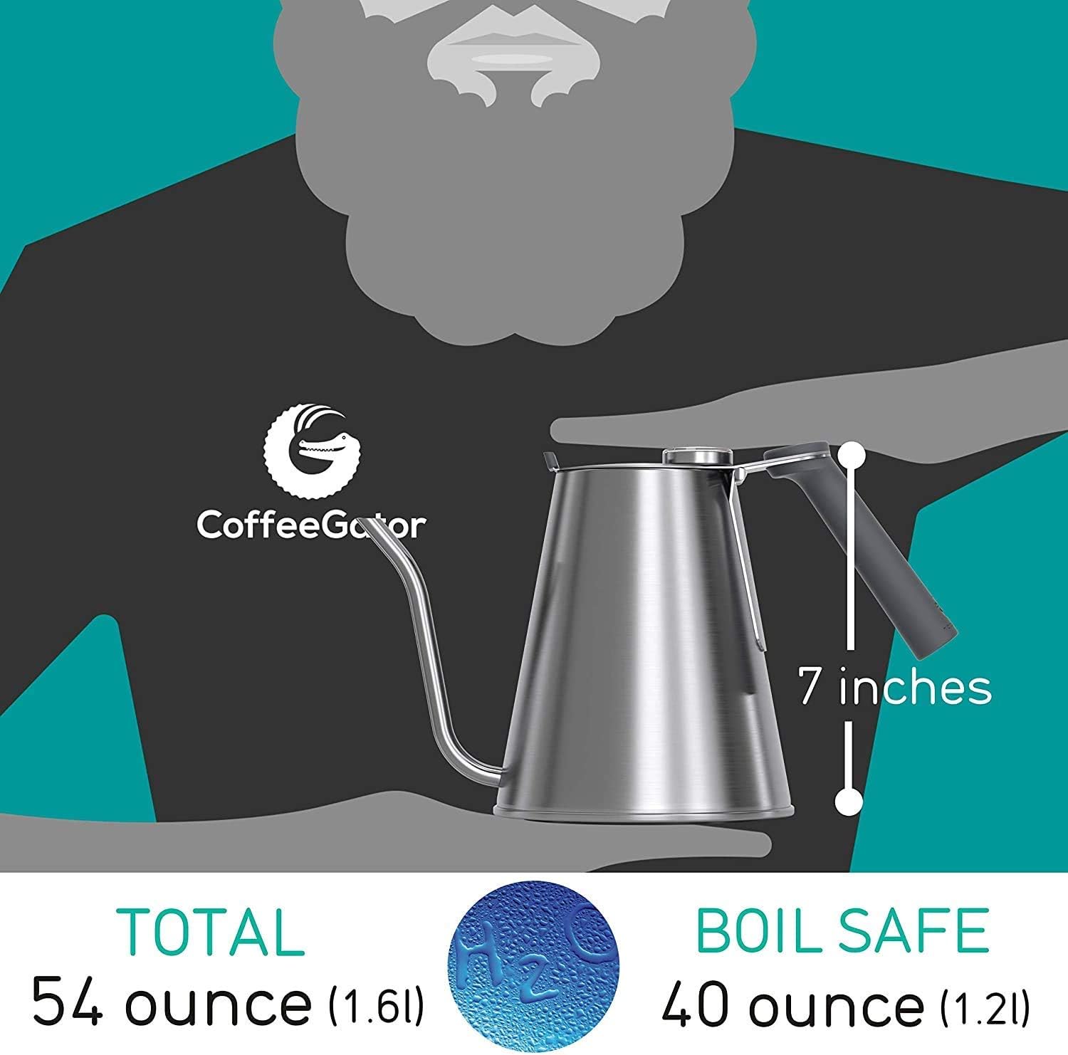 Gooseneck Kettle with Thermometer, 1.6 L Premium Stainless Steel Stove Top Kettle, Tea Pot w/Precision Drip Spout - Image 4