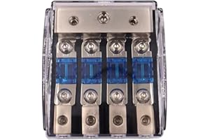 XCOAZIPOD AFS Fuse Holder Distribution Block 4 Way with 60A Mini ANL Fuse for The Applicable Car, Truck, Boat, or Other Vehicles Audio System (4 Way)