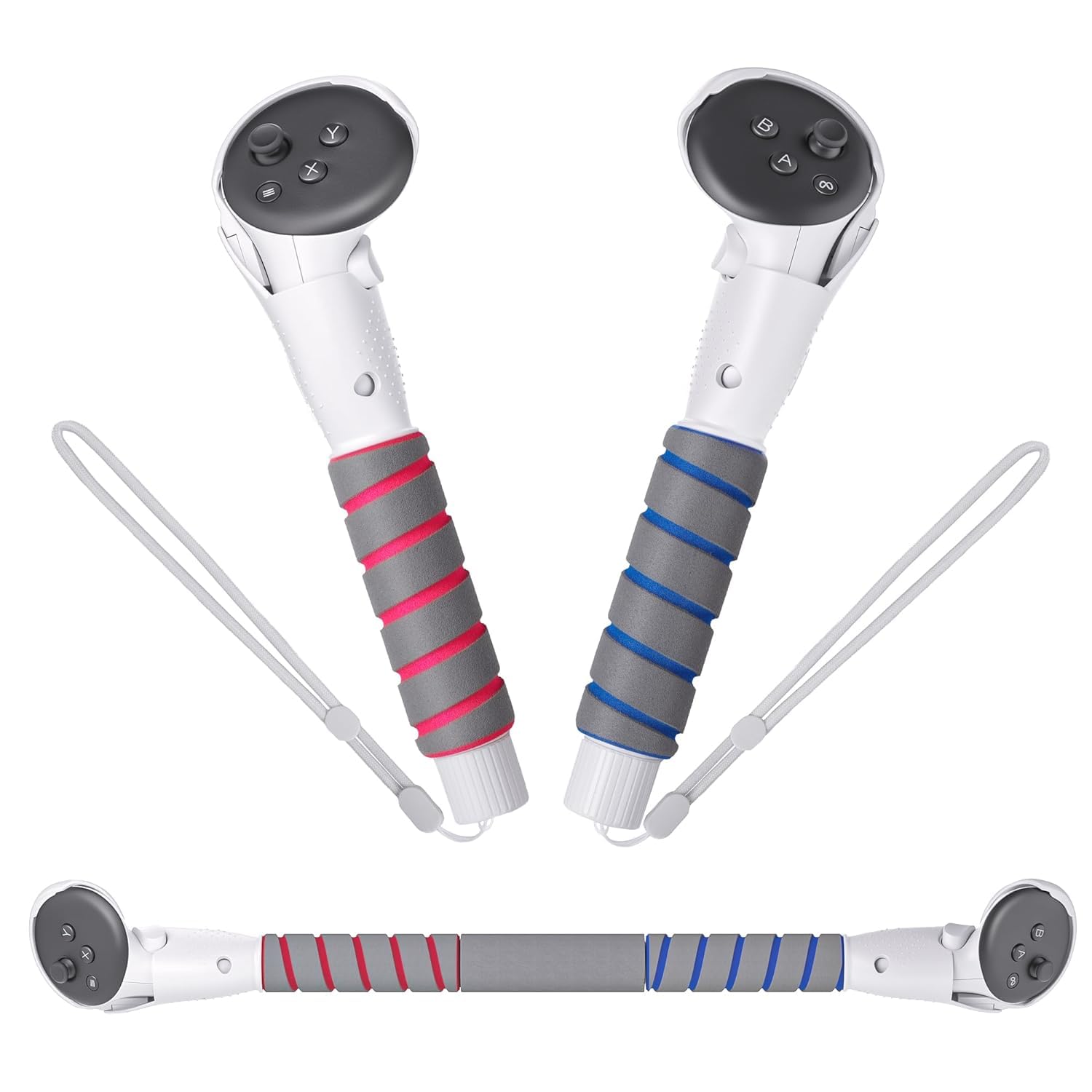 Digicharge 3-in-1 VR Controller Handle for Meta Quest 3S & 3 – Gaming Accessory for Beat Saber, Golf+, Gorilla Tag – Saber, Bat & Club Attachment with Secure Clip-in Design