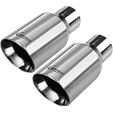Upower Pack of 2 Exhaust Tip 2.5 inch Inlet 4 inch Outlet 9" Long 304 Stainless Steel 2.5" to 4" Diesel Exhaust Tailpipe Tip Double Wall Slant Cut