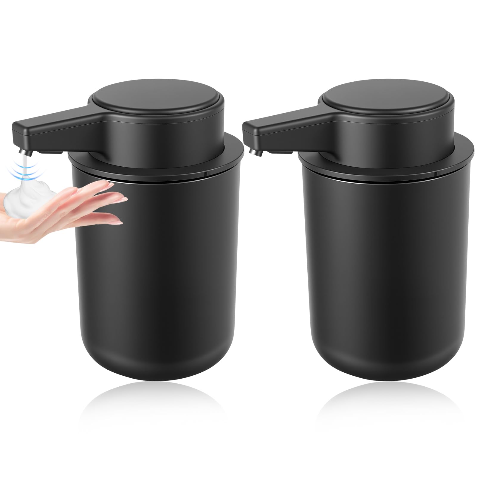 Photo 1 of 2 Pack Automatic Foaming Soap Dispenser, 10.5oz Touchless Electric Hand Soap Dispenser, Rechargeable Foam Pump for Kitchen Sink, Modern Black (Black)