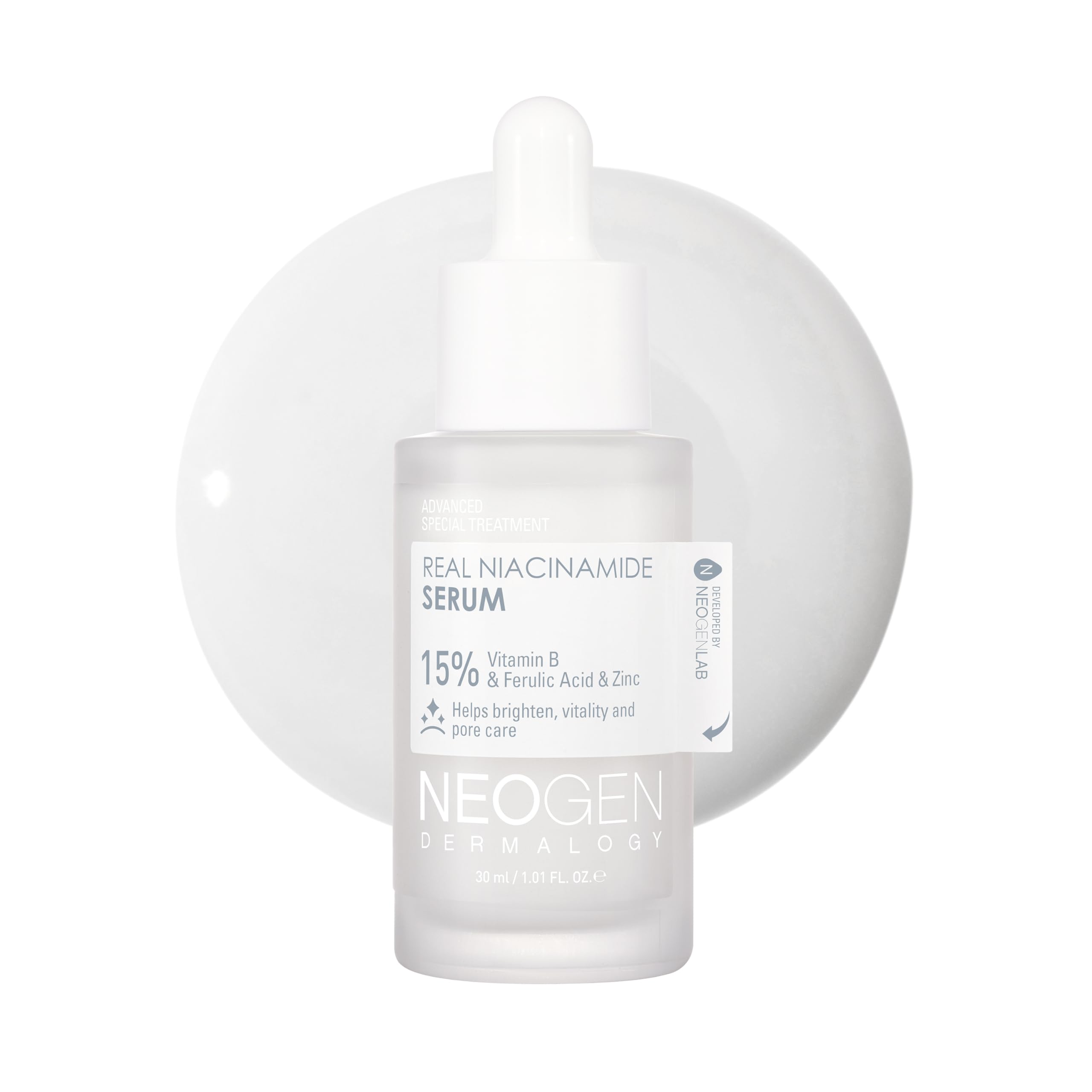 DERMALOGY by NEOGENLAB Real Niacinamide 15% Serum (30 ml / 1.01 Fl Oz) – Brightening, Dark Spots & Pore Care, Vegan Serum with Niacinamide, Ferulic Acid and Zinc – Korean Skin Care