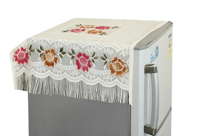 Yellow Weaves� Floral Decorative Fridge Top Cover - (Off-White Color)