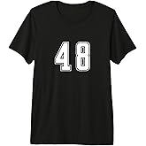 White Number 48 Team Junior Sports Numbered Uniform Premium Tri-Blend T-Shirt