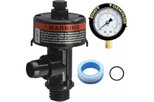 BlesConi Pool Filter Pressure Gauge and Manual Air Release Valve Replacement Kit for Pentair and for Hayward, 0-60 PSI, Black