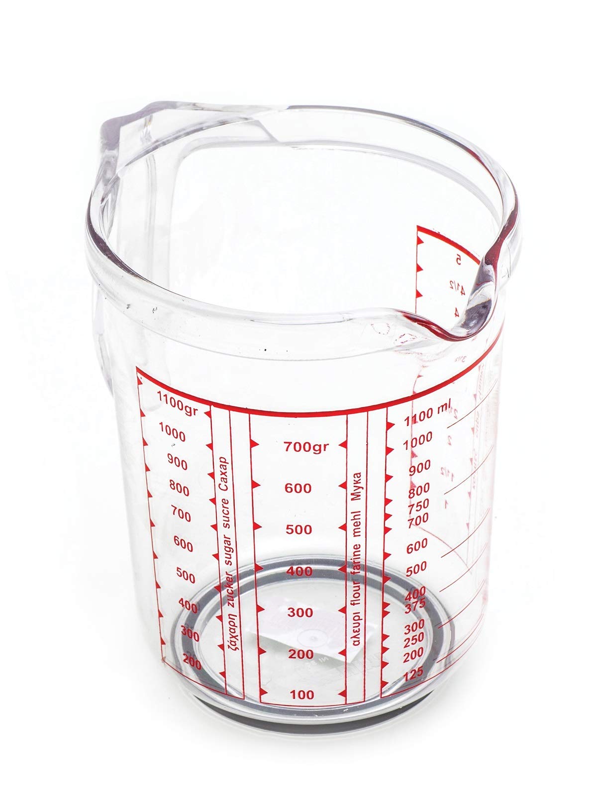 Tredoni 1100ml/1kg Sugar/Flour Measuring Cup/Jug, Non Slip Base Acrylic Plastic Pitcher