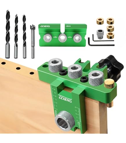 Self Centering Doweling Jig Kit With 6 Drill Guides - Perfect For Straight Woodworking Holes