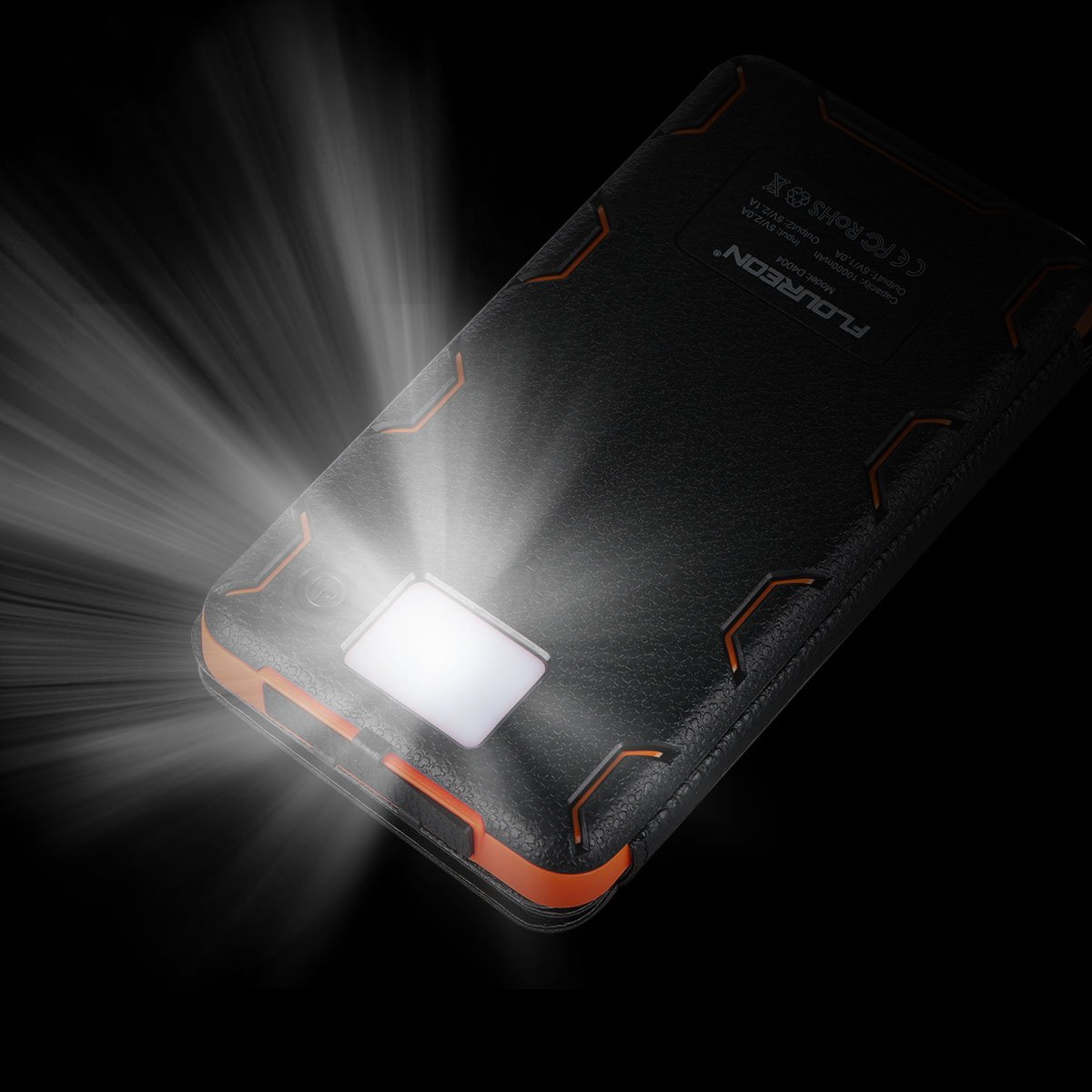 Solar Powerbank 10000mAh Faltbar Outdoor Solar Panel Ladegerät Dual USB Solar Batterie für Handy, iPhone, Samsung Galaxy ipad, Kamera (Orange+3 Panel)