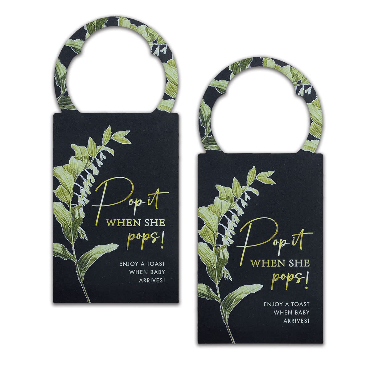 Summer-Ray 50pcs Pop it When She Pops Mini Champagne Baby Shower Tags Wine Bottle Tags (Black)