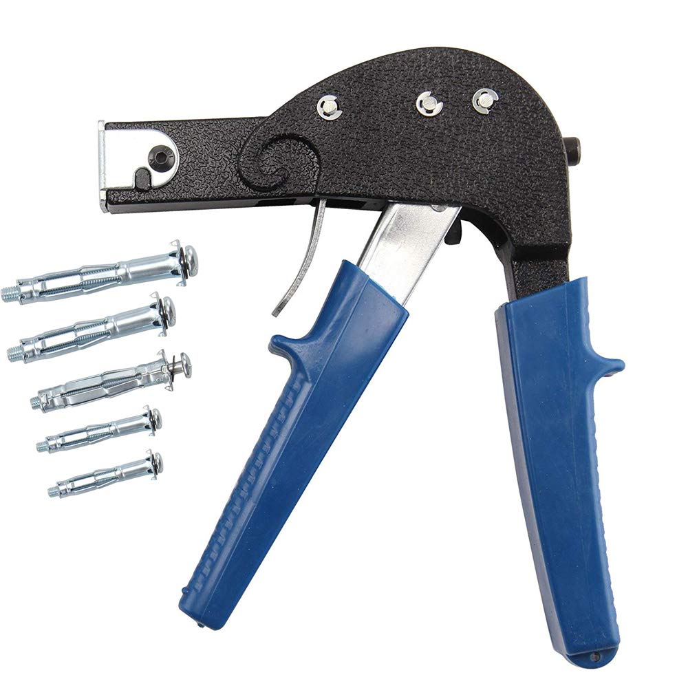 Heavy Duty Gun Hollow Wall Cavity Wall Anchor Plasterboard Fixing Setting Tool +3 Different Metal Wall Fixings Anchors Plugs(M4*32mm,M5*52mm,M6*65mm)