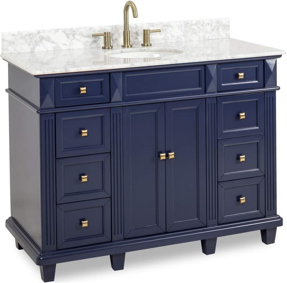48 Douglas Bathroom Vanity By Elements In Hale Blue With Preassembled White Marble Top And Sink Amazoncom