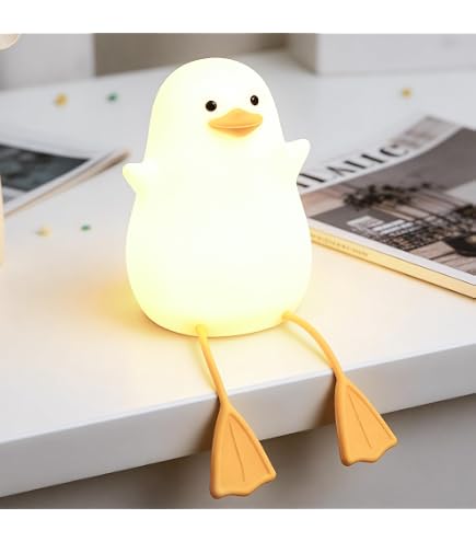 Réveil Veilleuse Enfant RUISHINE Canard - Lumière RVB Changeante, Affichage Température, Tactile, Rechargeable - Pour Bébé