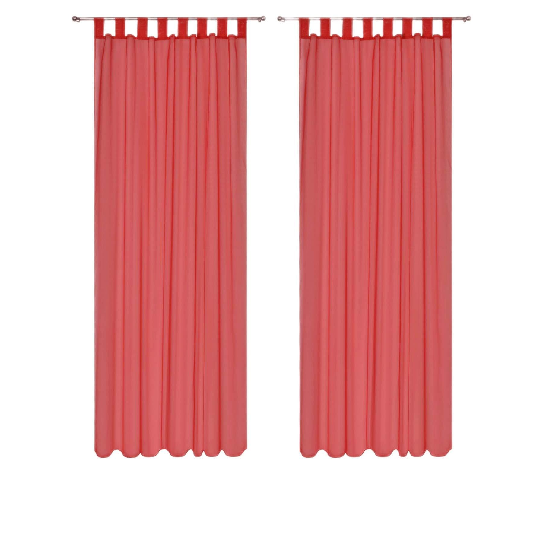 Megachest sheer Voile Tab Top Curtain(red, 56" wideX90 drop(W142cmXH228.5cm))