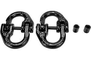 BOKE YOUNG 1/2 inch Tow Hitch Hammer Lock Safety Chain Adapter Connector Link Hammerlock Coupling Link, G80 Alloy Steel, 12000 Lbs Loading, Black, 2Pcs