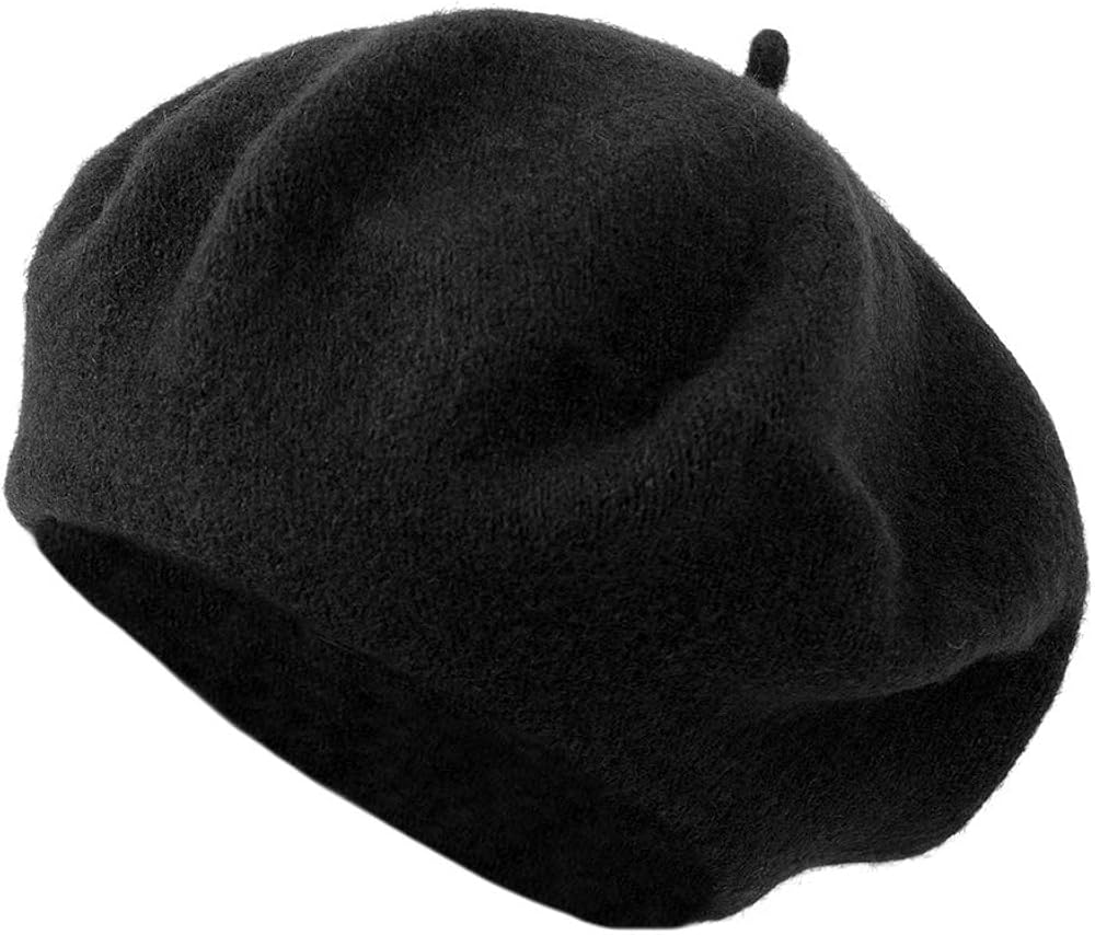 Nollia Women's Solid Color French Beret Wool Material. Classic French, Casual and Chic Lightweight Beanie Cap Hat, Black at  Women’s Clothing store