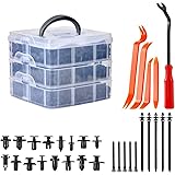 900PCS Car Retainer Clips, Car Bumper Clips Plastic Rivets, 24 Most Popular Sizes Fasteners, Auto Push Pin Set Panel Clips wi