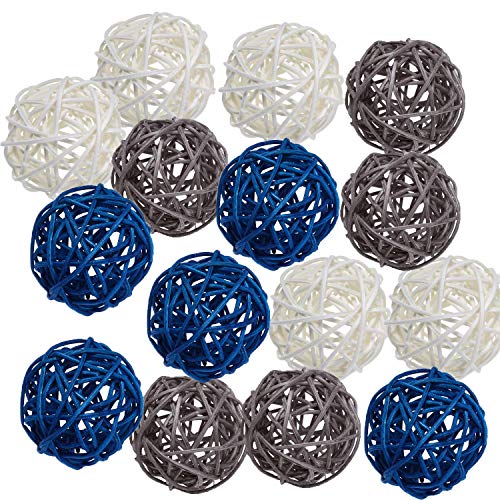 Pemalin 15pcs Big Wicker Rattan Balls Mixed 3 Colors Decorative Balls