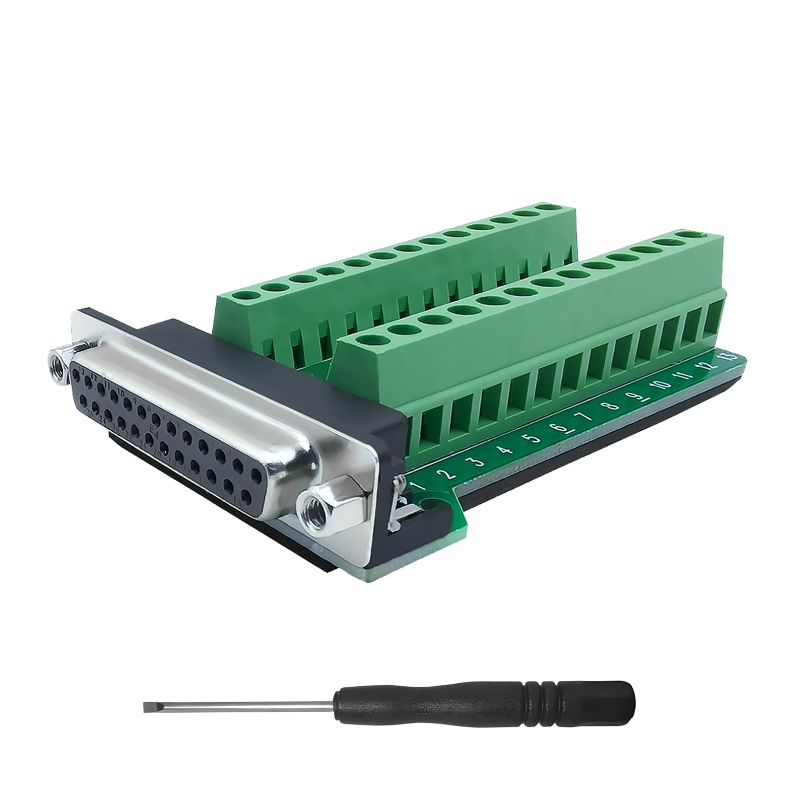 iYueMps DB25 Terminal Adapter,DB25 Breakout Board Solderless Terminal D-SUB DB25-M2 Female 25Pin Plug Breakout To PCB Board Terminals Connectors