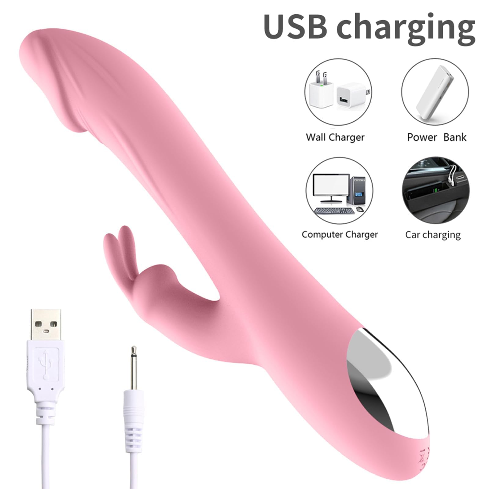 Vibrator Dildo Sex Toys 3-in-1 Rabbit Vibratoren Sexspielzeug für Erwachsene G-Punkt Rabbit Vibrator mit 3 Stoßen und 10 Vibrationsmodi Leise Starke Klitoris-Stimulation