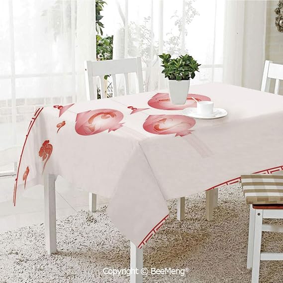 Beemeng Large Dustproof Waterproof Tablecloth Family Table Decoration Lantern Traditional Asian Mid Autumn Festival Pattern With Abstract Shapes In Red Coloring Decorative White Red 70 X 104 Inches Amazon Co Uk Kitchen Home