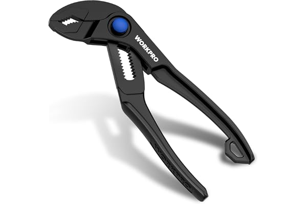 WORKPRO 4" Water Pump Pliers, Mini Groove Joint Pliers, Tongue & Groove Pliers, Fast Adjustable Push-Lock, V-Jaw for Strong G