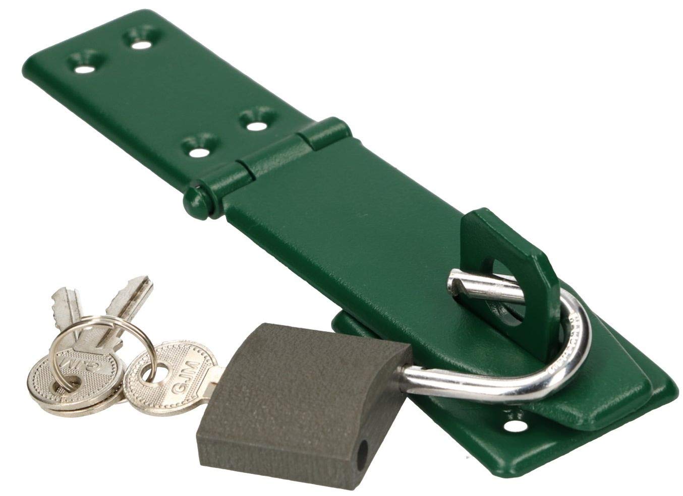 KOTARBAU Hasp Lock 165 mm Green with Padlock Hasp Hinge Throw Reinforced Latch Door Lock Security Hasp Powder Coated