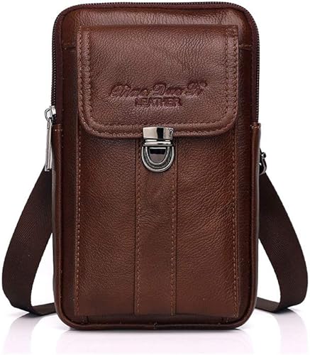 Amazon Whatna 天 然 牛革ミニショルダーバッグ メンズ 3way 斜め掛け ボディバッグ ベルト ポーチ ミニ 胸バッグ ウエストバッグ 小型ポシェット 厚手 レザー 本革 縦型 小さめかたかけバッグ メンズ 軽量 実用 レゼント男性 黒 ブラウン 9428 ブラウンa 9428