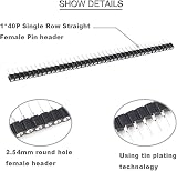 Youmile 20pcs 2.54mm Round Female Header 40pin Socket Tinned 1x40P 0.1" Single view 2