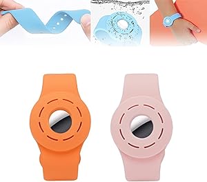 Silicone Band Protective Case for Apple AirTag GPS Bracelet Children Anti-lost,Air_tag Silicone Protective Watch Strap,Light weight Soft Adjustable Positioning Tracker Wristband (B)