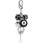 IKANOO 8 Ball Dice Charm Keychain for Women Men Y2K Aesthetic Keychain Creative Bag Purses Handbags Accessories